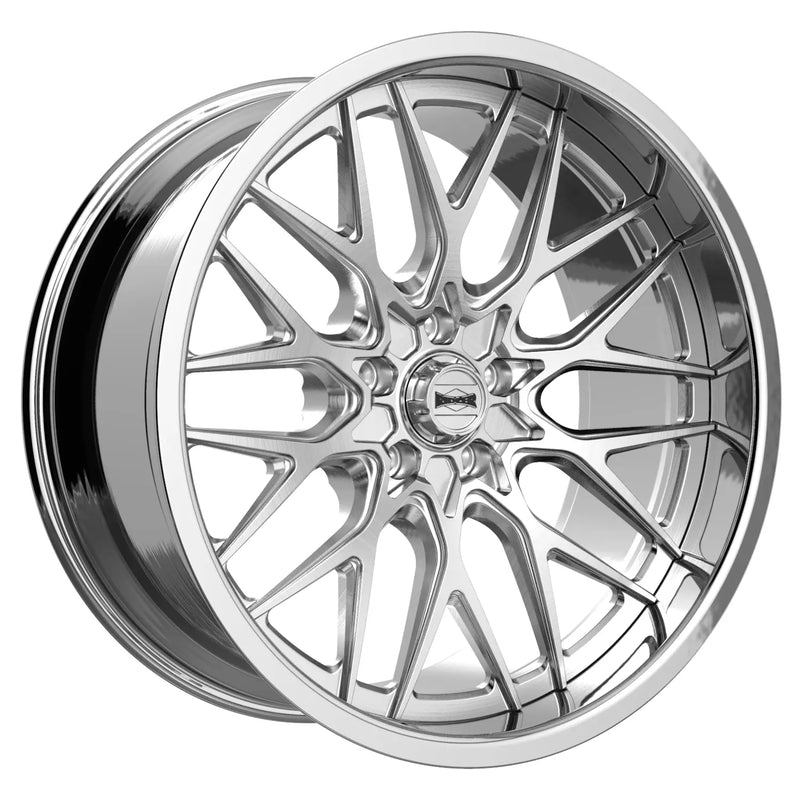 Ridler - 681 - Polished - Brushed with Polished Lip - 22" x 9", 0 Offset, 5x120.65 (Bolt pattern), 83.82mm HUB