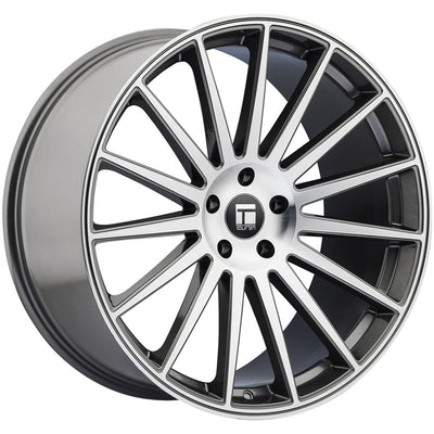Touren - TR92 - Gunmetal - GLOSS GRAPHITE/MACHINED FACE - 18" x 8", 35 Offset, 5x120 (Bolt Pattern), 72.6mm HUB
