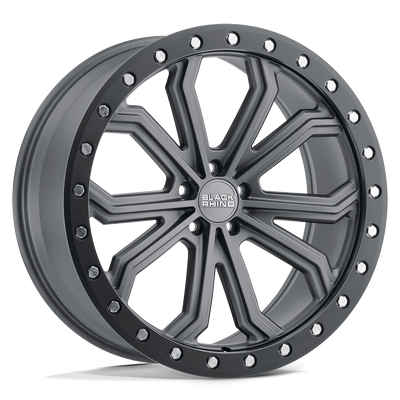 Black Rhino - TRABUCO - Gunmetal - Matte Gunmetal with Black Ring & Silver Bolts - 22" x 10", 40 Offset, 5x112 (Bolt pattern), 66.56mm HUB
