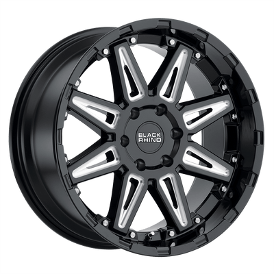 Black Rhino - RUSH - Black - Gloss Black with Milled Spokes - 18" x 9.5", 12 Offset, 6x120 (Bolt pattern), 67.06mm HUB