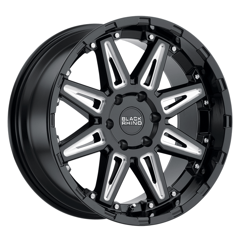 Black Rhino - RUSH - Black - Gloss Black with Milled Spokes - 18" x 9.5", 12 Offset, 6x120 (Bolt pattern), 67.06mm HUB