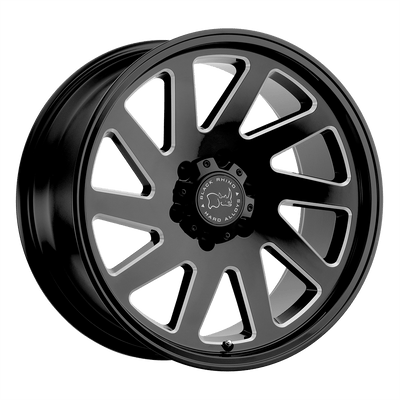Black Rhino - THRUST - Black - Gloss Black with Milled Spokes - 22" x 12", -44 Offset, 8x180 (Bolt pattern), 125.1mm HUB