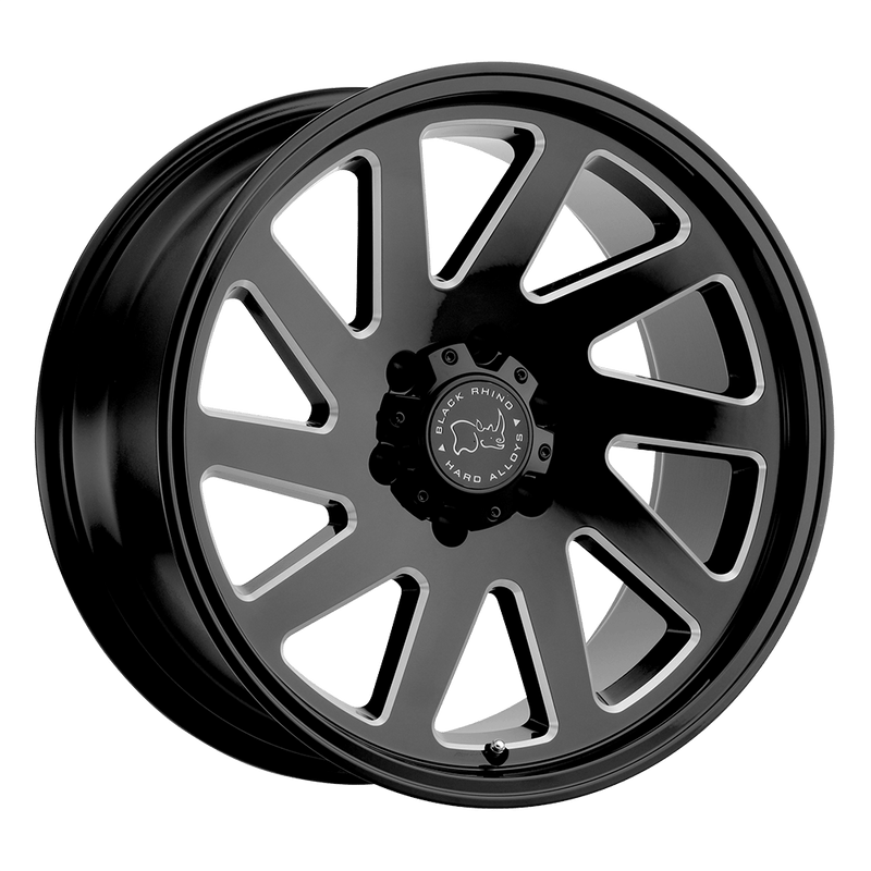 Black Rhino - THRUST - Black - Gloss Black with Milled Spokes - 22" x 12", -44 Offset, 8x180 (Bolt pattern), 125.1mm HUB