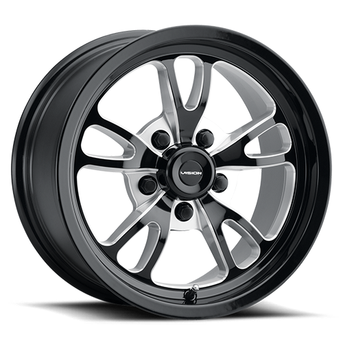 Vision Wheel American Muscle - 149 PATRIOT - Black - Gloss Black Milled Spoke - 17" x 4.5", -24 Offset, 5x120.65 (Bolt pattern), 83.10mm HUB
