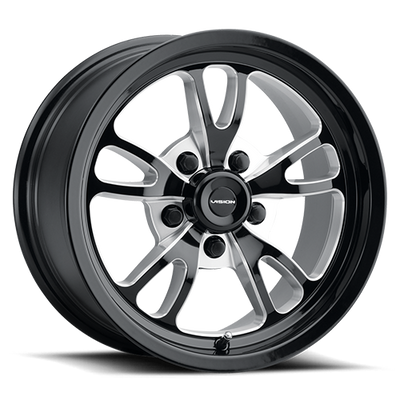 Vision Wheel American Muscle - 149 PATRIOT - Black - Gloss Black Milled Spoke - 15" x 4", -19 Offset, 5x114.3 (Bolt pattern), 83.10mm HUB