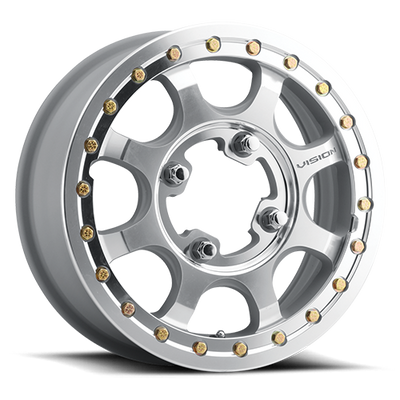 Vision Wheel ATV - 351 FLOW BEADLOCK - Silver - As-Cast Machined Face Machined Ring/Lip - 15" x 6", 50.6 Offset, 4x156 (Bolt pattern), 131.10mm HUB
