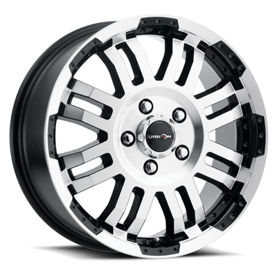 Vision Wheel Off-Road - 375 WARRIOR - Black - Gloss Black Machined Face - 16" x 6.5", 45 Offset, 5x130 (Bolt pattern), 84.00mm HUB