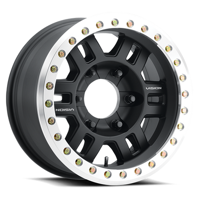 Vision Wheel Off-Road - 398 MANX BEAD LOCK - Black - Matte Black Machined Lip - 17" x 8.5", -15 Offset, 5x139.7 (Bolt pattern), 110.00mm HUB
