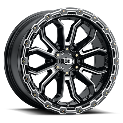 Vision Wheel Off-Road - 405 KORUPT - Black - Gloss Black Milled Spoke - 17" x 8", 30 Offset, 5x108 (Bolt pattern), 63.50mm HUB