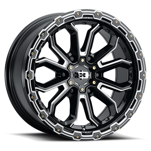 Vision Wheel Off-Road - 405 KORUPT - Black - Gloss Black Milled Spoke - 17" x 8", 30 Offset, 5x108 (Bolt pattern), 63.50mm HUB