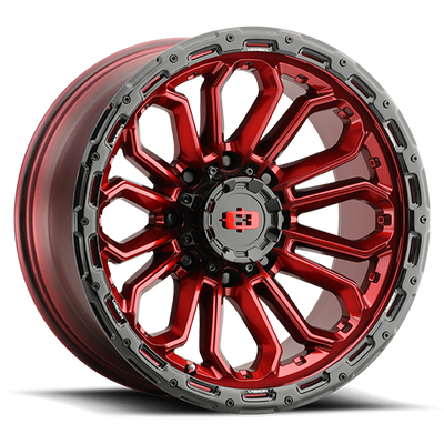 Vision Wheel Off-Road - 405 KORUPT - Gloss Red with Gloss Black Lip - 17" x 8", 30 Offset, 5x108 (Bolt pattern), 63.50mm HUB
