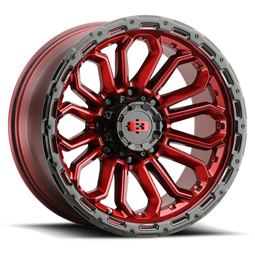 Vision Wheel Off-Road - 405 KORUPT - Gloss Red with Gloss Black Lip - 17" x 8", 30 Offset, 5x108 (Bolt pattern), 63.50mm HUB