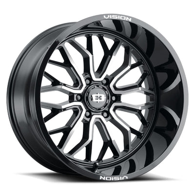 Vision Wheel Off-Road - 402 RIOT - Black - Gloss Black Machined Face - 20" x 10", -25 Offset, 5x127 (Bolt pattern), 78.10mm HUB