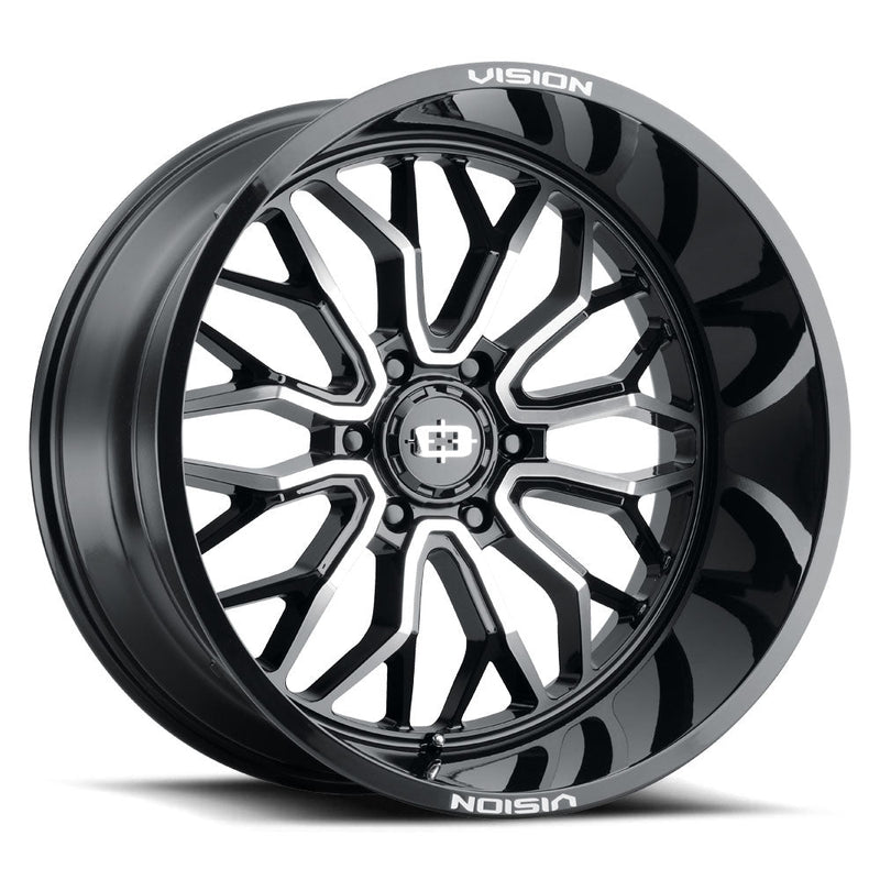 Vision Wheel Off-Road - 402 RIOT - Black - Gloss Black Machined Face - 20" x 12", -51 Offset, 5x139.7 (Bolt pattern), 108.00mm HUB