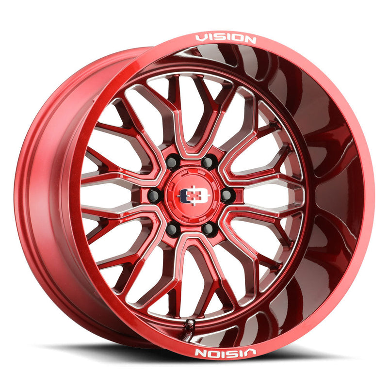 Vision Wheel Off-Road - 402 RIOT - Red Tint Milled Spoke - 20" x 10", -25 Offset, 5x150 (Bolt pattern), 110.20mm HUB