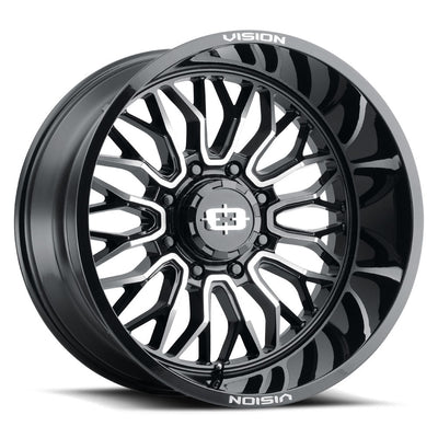 Vision Wheel Off-Road - 402 RIOT - Black - Gloss Black Machined Face - 22" x 12", -51 Offset, 5x150 (Bolt pattern), 110.20mm HUB