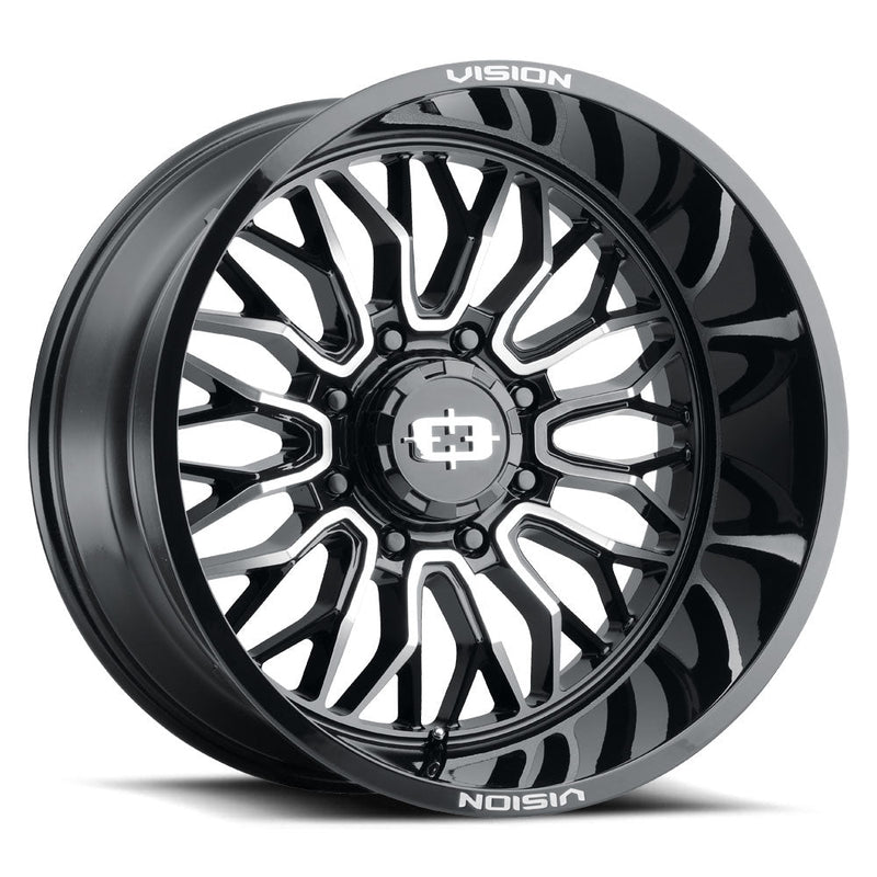 Vision Wheel Off-Road - 402 RIOT - Black - Gloss Black Machined Face - 22" x 12", -51 Offset, 5x150 (Bolt pattern), 110.20mm HUB