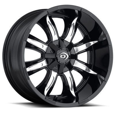 Vision Wheel Off-Road - 423 MANIC - Black - Gloss Black Machined Face - 20" x 9", -12 Offset, 6x139.7 (Bolt pattern), 106.20mm HUB
