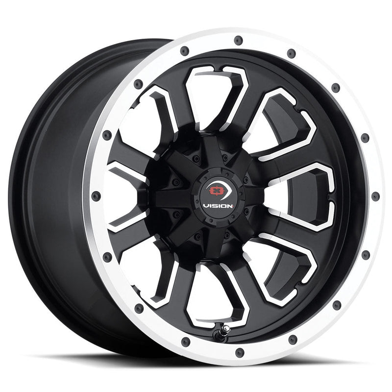 Vision Wheel ATV - 548 COMMANDER - Black - Matte Black Machined Face - 12" x 7", 2.5 Offset, 4x100 (Bolt pattern), 69.90mm HUB